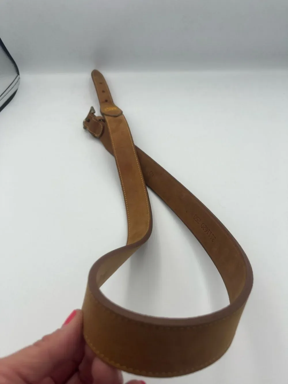 Vintage Ralph Lauren Brown Suede Leather Belt with Brass Buckle 40
